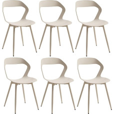 JZGORC 6 põhjamaise söögitooli komplekt, metallist jalgadega köögitoolid, suur õõnes selja disain, sobib elutuppa, söögituppa, vaba aja tuppa - khaki + khaki värvusega