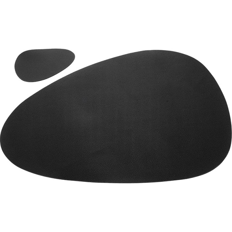 VALICLUD Nordischer PU Platzset und Untersetzer Hitzebeständig rutschfest Schwarzes Tischset für Esszimmer Praktische Tischmatte und Anti Scald Cup Pad Abwaschbar Stilvolle Tischdekoration