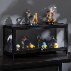 IMYOGI Curiosity vitriinkapp akrüül, looduslik bambus raam, vitriinkapp hingedega uksega, põrandal seisev läbipaistev vitriinkapp elutuppa ja magamistuppa, must (suurus: 80 x 40 x 32