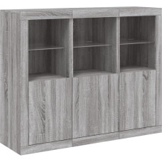 vidaXL Sideboard, pakett 3, kapp, palju hoiuruumi, Highboard kapp LED tuledega, Sideboard, külgkapp, seisev kapp, kaasaegne, hall Sonoma puitmaterjalist