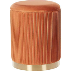 Beliani Miramar ümmargune pouf 2-st sametist oranžist Ottomani iste Pouf Groove Look