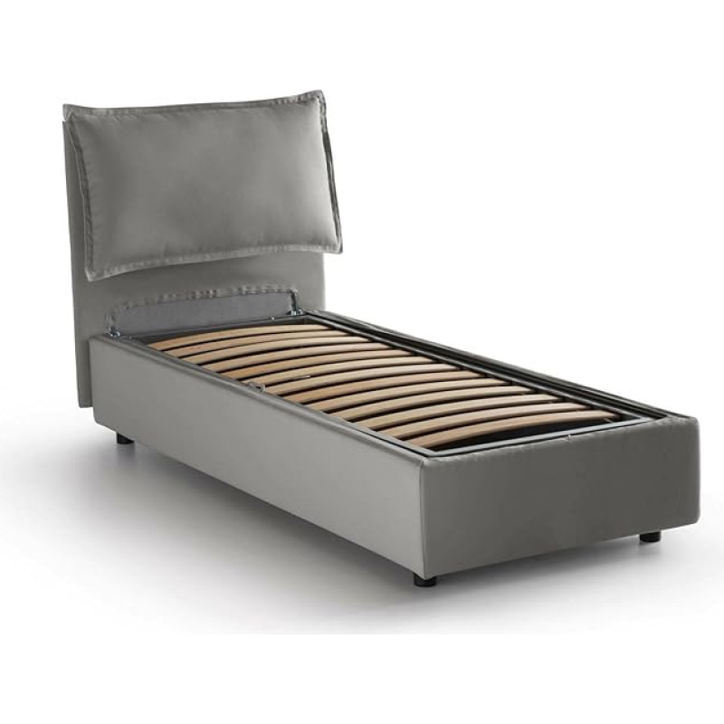 Talamo Italia - Luna üheinimesevoodi, 100% Made in Italy, külgmised avad, sobib madratsile 80 x 190 cm, hall