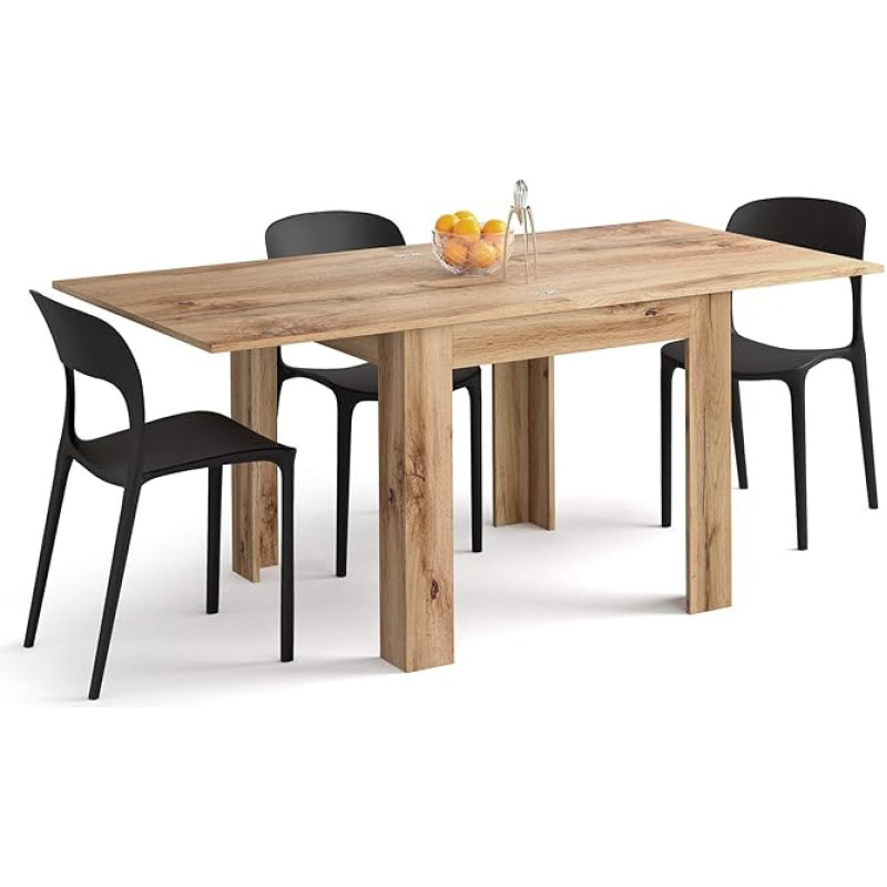 MOBILI FIVER, Eldorado pikendatud söögilaud, 90 x (180) x 90 cm, rustikaalne tammepuust, valmistatud Itaalias.