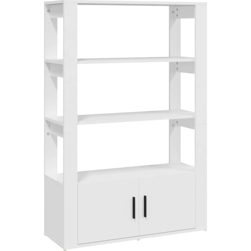 vidaXL Sideboard sahtlitega kapp mitmeotstarbeline kapp seisev kapp raamaturiiul seisev riiul valge 80 x 30 x 119,5 cm puitmaterjalist