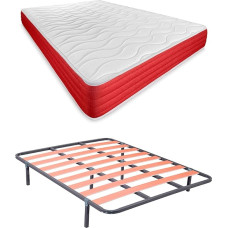 DUÉRMETE ONLINE Täisvoodi koos pöördmadratsiga (nägu talveks/suveks) + 4 jalaga liugraam, sulamterasest, hall, 105 x 190 cm