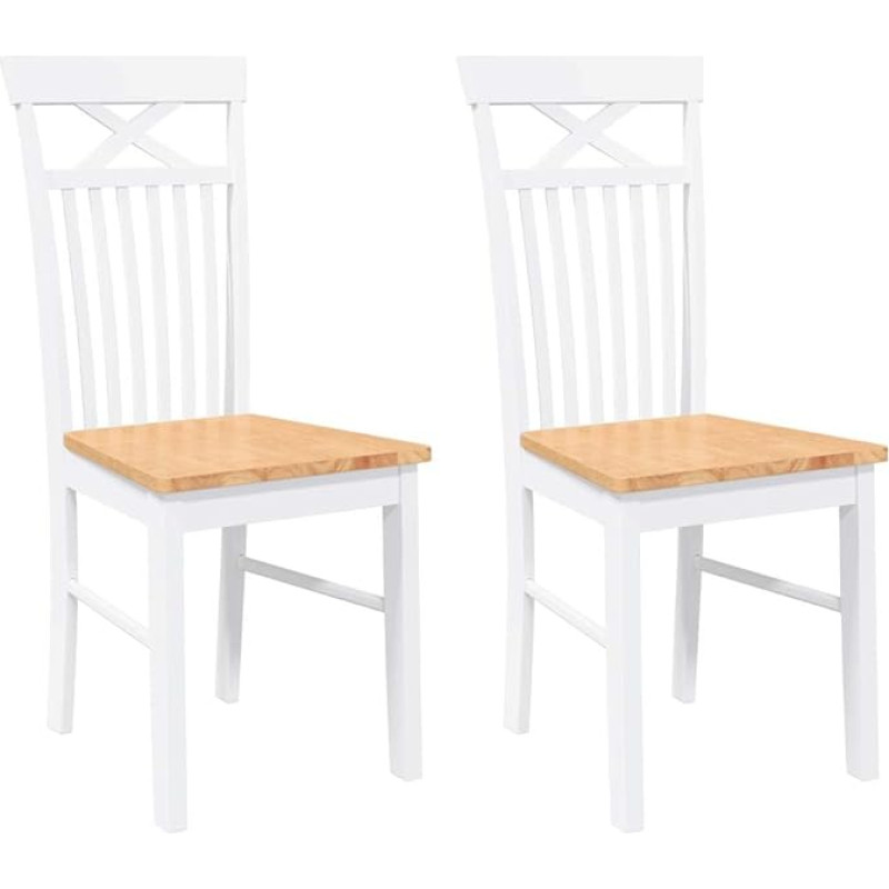 vidaXL söögitoa toolid Valge täispuidust kummipuu 2-st komplektist