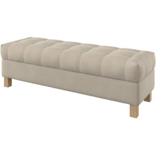 Furninero - rafineeritud polsterdatud pink istumisalus voodijalgadega Ottomani hoiuruumiga Nelinurksed jalad 140 cm lai Majestic Velvet Beige kangas (kerge puhastus) Beež