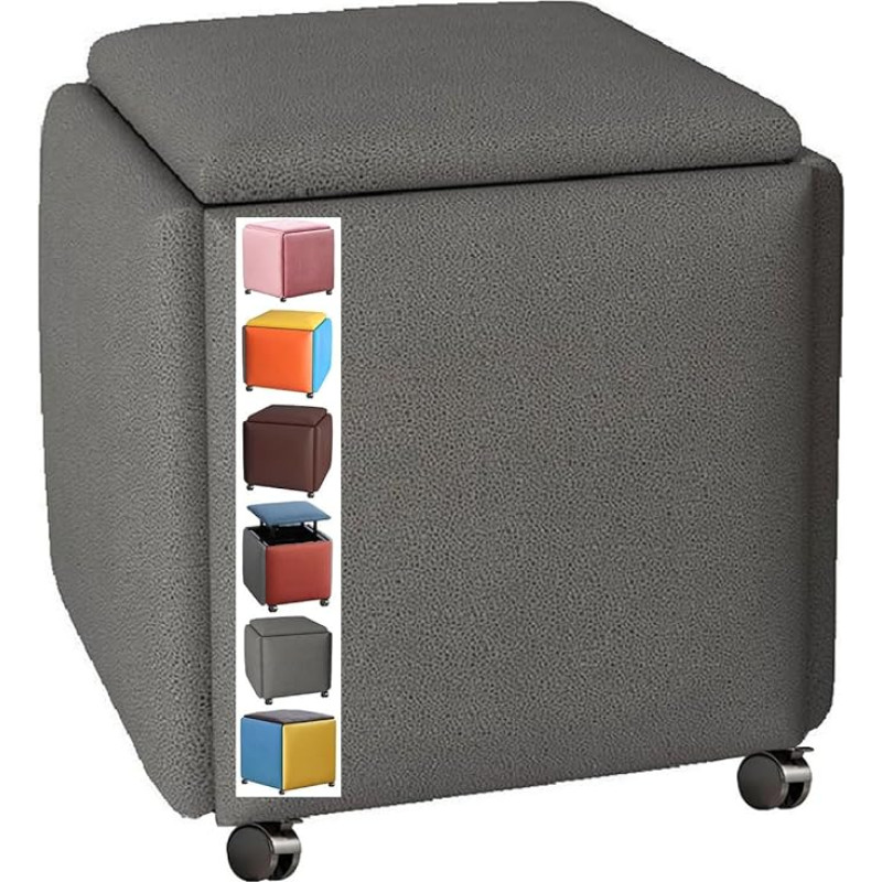 Virnastatav diivan tool tool Cube 5 in 1 Kombineeritud istme kuubik Jalgpink Jalgpink polsterdatud tool istme kirstu kingapink tool ratastega jalatsid jalatoega Ottomani C