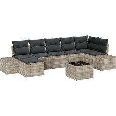 8-teiliges Garten Sofa Set mit Kissen Grau Poly Rattan Gartenlounge Model3355831