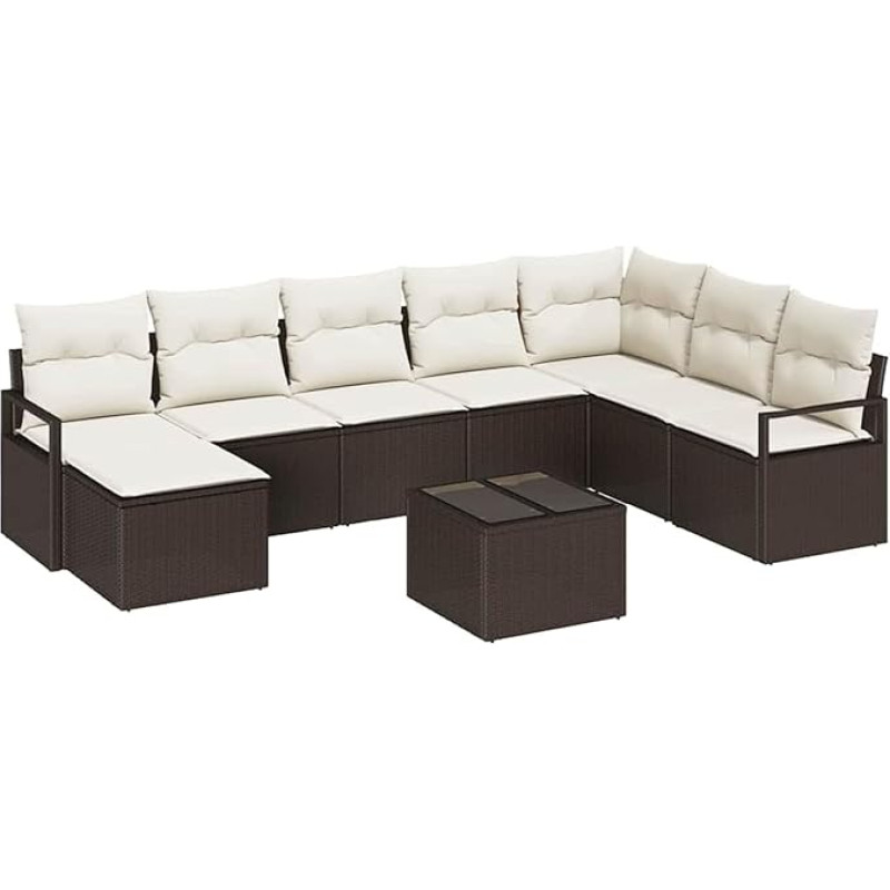 8-Teiliges Garten-Sofa-Set mit Kissen Grau Poly-Rattan Gartenlounge Model3355177