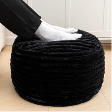 Asuprui Täidetud Ottomani tool, Jalahooldus, Põrandahooldus, Jalahoidja, 50,8 x 30,5 cm, Kokkupandav põrandatool hoiustamiseks elutuppa, magamistuppa (must triibuline Bean Bag koos täidisega)