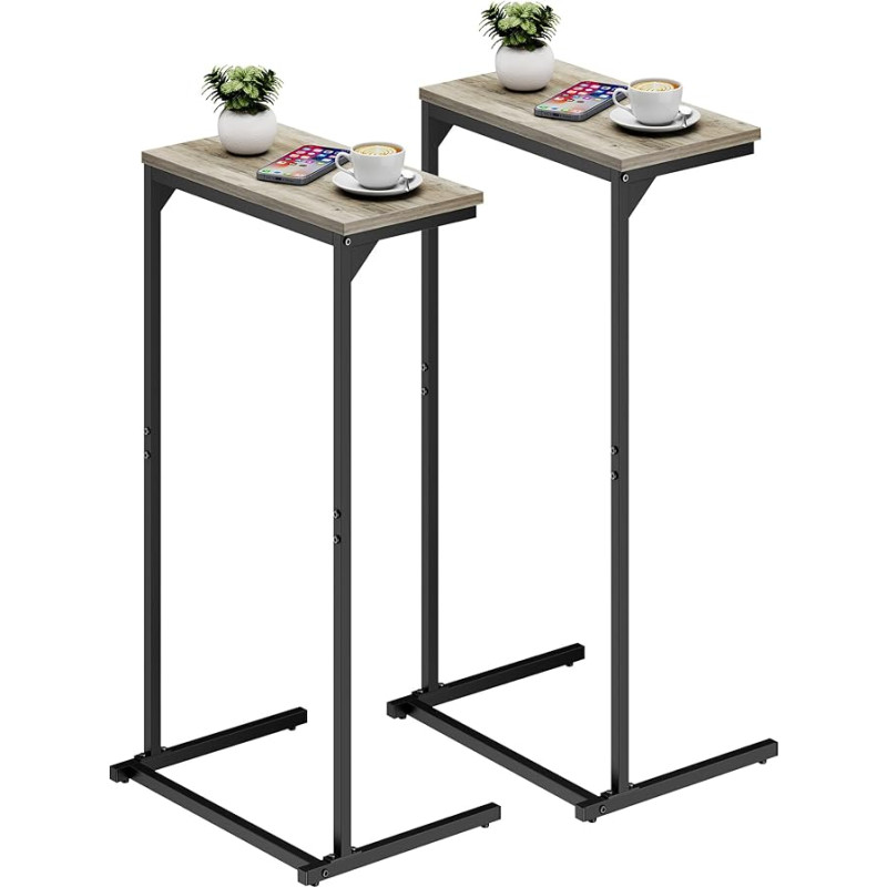 TUTOTAK C-kujuline küljelaud Väike küljelaud 2-st 28,7-tolline kõrge kohvilaud Diivanilaud Elutuba Magamistuba Greige TB01BG0712