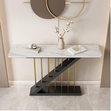 Diodceraic Konsolentisch für den Eingangsbereich mit Kunstmarmor und Metallbasis Diivan-Tisch hinter dem Sofa Eingangsbereich Luxus-Vorhaus-Tisch für Wohnzimmer Schlafzimmer(Black A,160x30x80cm)