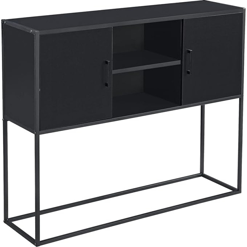 [en.casa] Motala küljepaneel sahtlitega hoiukapp esikusse, elutuppa, söögituppa, kööki, 90 x 109 x 30 cm, must