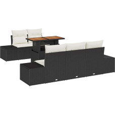 Rantry 6-teiliges Garten Sofa Set mit Kissen Brauner Poly Rattan Gartenlounge Model3358637