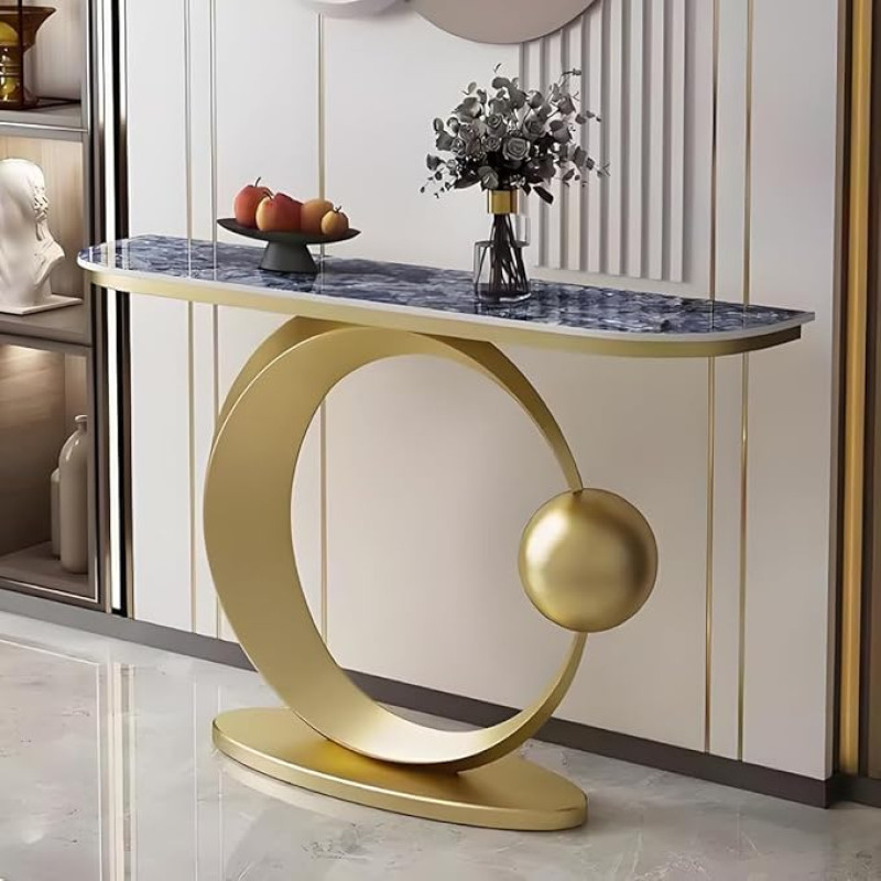 Schmaler Konsolentisch im Industriestil, 47,2 Zoll Metallrahmen für Eingangsbereich und Sofa, dekorative Flurmöbel für Wohnzimmer, Schlafzimmer, Foyer (Gold-Finish)