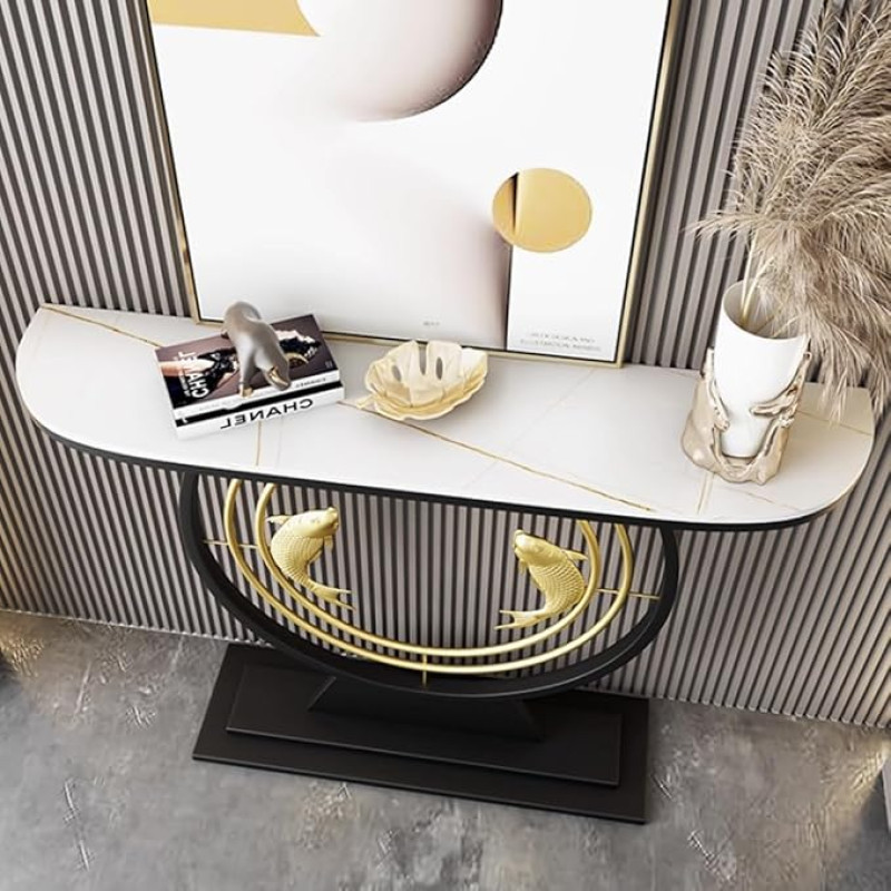 Stilvoller Konsolentisch für den Eingangsbereich, kreativer Akzenttisch für den Flur, vielseitig einsetzbarer Tisch hinter dem Sofa, einfache Montage, modernes schwarzes Design, 80 cm (31,4)