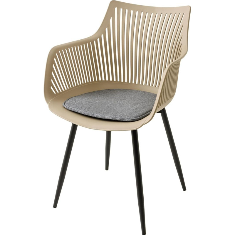 Riess Ambiente Signum Greige söögitoatool Must plastist köögitool Indoor Outdoor koos käetoega Rõdu tooliga