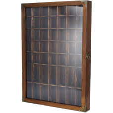 Tcatec Lukustatav Shot Glass Display Case, Rustic Wooden Shot Glass Holder Wall Mounted Bar Cabinet 49-kohaline Shot Glass Rack Collection Stand Hinged Acrylic Door (Brown, 1 tk)