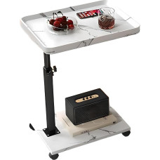 jessie C laud Kõrvallaud reguleeritava kõrgusega 360° pöörlev väikestesse ruumidesse Kohvilaudade allapoole libistatavad C-kujulised küljelauad ratastega elutuppa ja magamistuppa (marmor-valge)