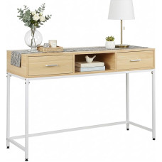 Relaxdays Skandi konsoollaud, HBT 80 x 120 x 40 cm, hoiulaud, 2 sahtlit, esikusse ja elutuppa, Skandi, metall ja MDF, valge/füüsiline