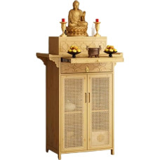 Chinesischer Altartisch im Retro-Stil mit Schubladen - Meditations- und Puja-Tisch, 39,4 Zoll hellbrauner Schrank für Wohnzimmer, Schreine und Tempel - Elegantes Design für spirituelle Räume