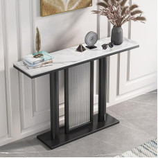 Moderner Konsolentisch in Gold - schmaler Sofatisch für den Eingangsbereich, kompakter Akzenttisch für den Flur für Wohnzimmer, Foyer und Eingang (120 cm) - stilvolles Möbeldekor