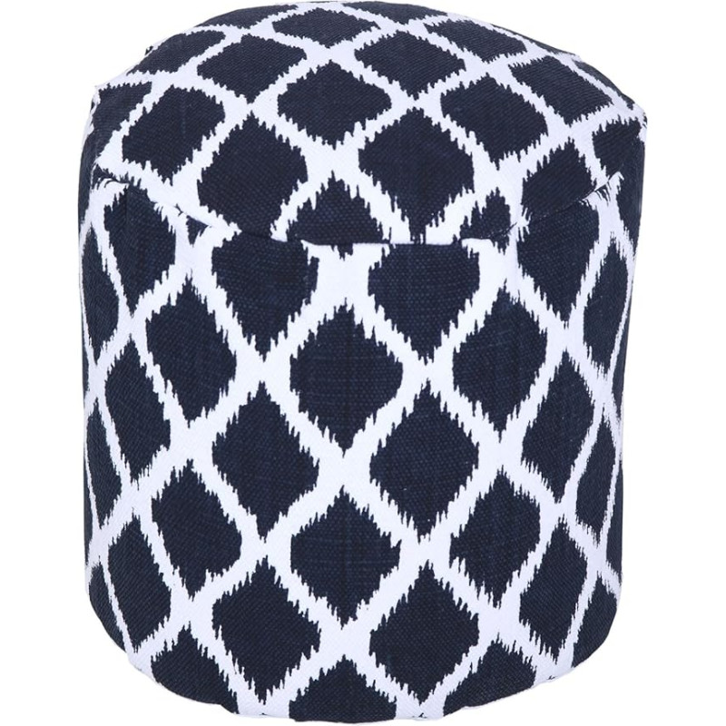 Homescapes Stiilne disain ümmargune pouf jalahoob Ikat sinine/valge 45 cm