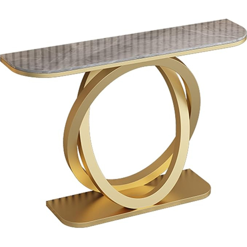 Goldener Konsolentisch für den Eingangsbereich - Langer Foyertisch mit Ablageflächen, stilvoller Akzent-Sofatisch für Wohnzimmer, Flur und Eingangsbereich (100 cm)