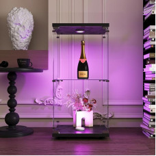 Moodne klaasist vitriinkapp, LED läbipaistev vitriinkapp, kollektsiooni vitriinkapp 2 riiuliga kollektsioonidele, raamatutele, veinile, sissepääsule, kontorile, elutuppa, kööki, 86 x 40 x 36 cm (2)