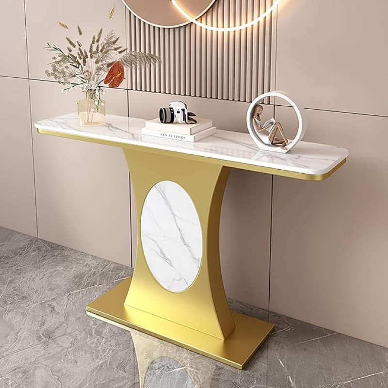 Generisch Industrieller Eingangskonsolentisch, schmaler Akzenttisch für Wohnzimmer und Flur, einfache Montage, Goldener Metallrahmen, 47,5 x 12 Zoll - perfekt für das Foyer und hinter der Couch