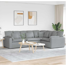 Amorsee nurgadiivan magamisfunktsiooniga, 317 x 100 x 64 cm, kangast modulaarne diivanvoodi, L-kujuline diivan, 3-kohaline diivan, diivanvoodi elutuppa, helehall