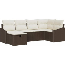 6 osaliges Garten Diivan Set mit Kissen Braun Poly Rattan Gartenlounge Model3359277
