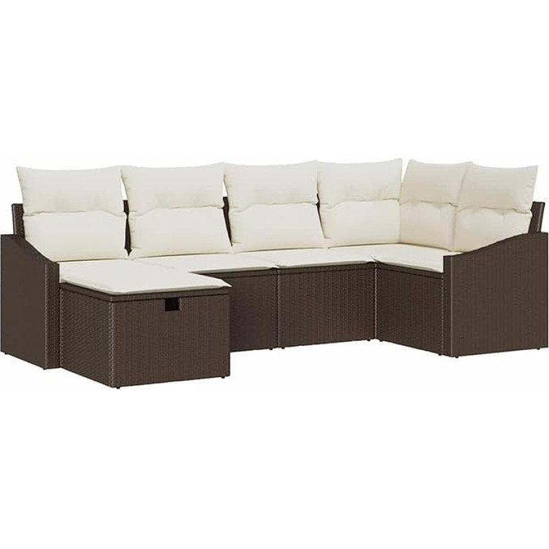 6 osaliges Garten Diivan Set mit Kissen Braun Poly Rattan Gartenlounge Model3359277