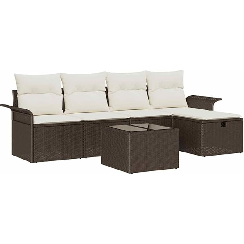 6-teiliges Garten Diivan Set mit Kissen Braun Poly Rattan Gartenlounge Model3358867