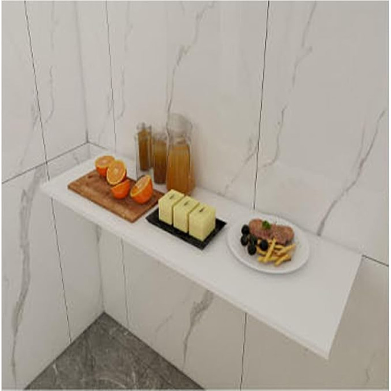 Seinale paigaldatav kokkupandav laud nurgas disain SpaceSaving ujuv laud kodukontorisse aknaruumi baari valge 130 x 40 cm (51,1 x 15,7 tolli)