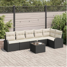 6-teiliges Garten Sofa Set mit Kissen Braunes Poly Rattan Gartenlounge Model3346067