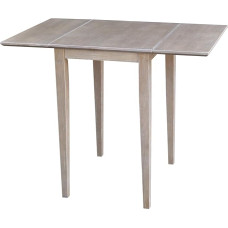 IC International Concepts, Väike söögilaud massiivpuidust lehtedega Massiivne ehtne puit Tugev parapuit 91 x 55 x 73 cm Minimaalne kokkupanek pestud hall taupee