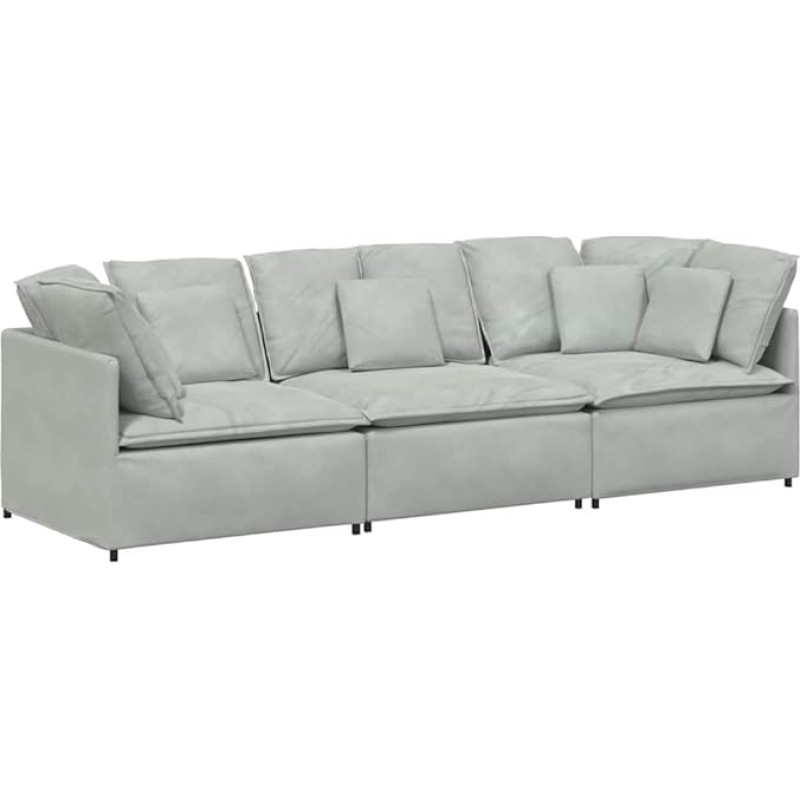 vidaXL modulaarne diivan koos sametpadja sametiga helehall