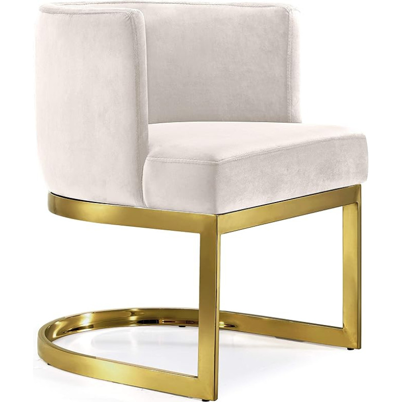 Meridian Furniture Gianna kollektsiooni kaasaegne sametist söögitool vastupidavast roostevabast terasest alusega, rikkalik kuldne viimistlus, 24