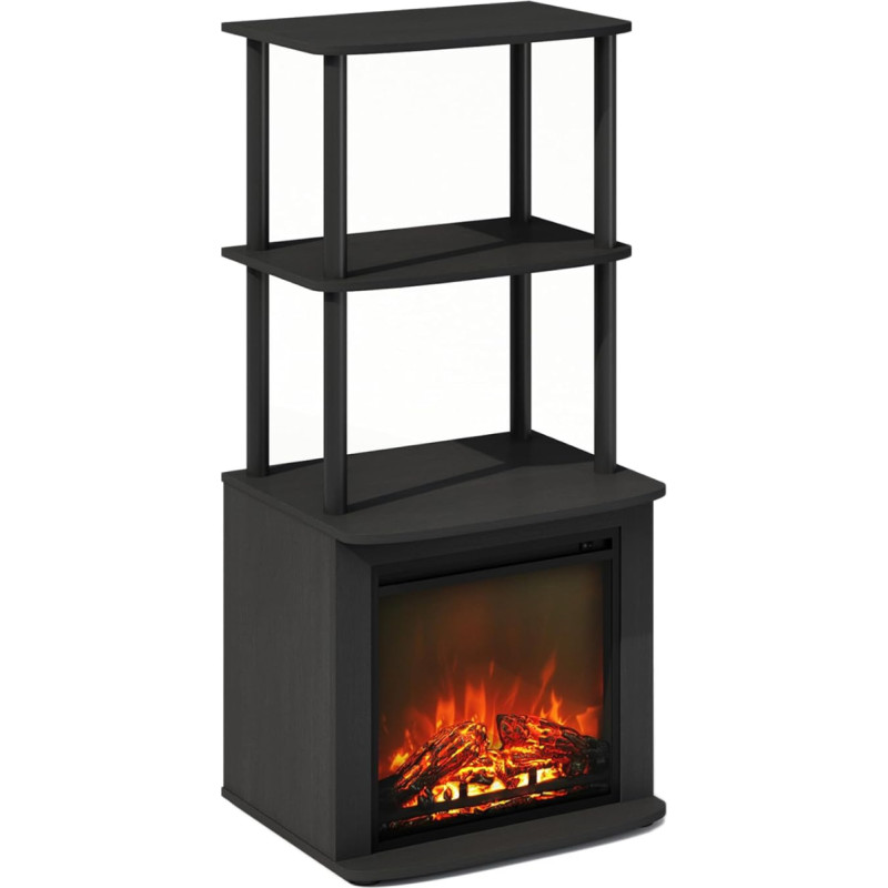 Furinno Turn-N-Tube 2-tasandiline kõrghaljastusega laud No Heat dekoratiivne elektrikamin Americano/Must sisseehitus