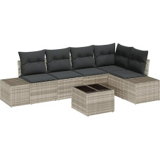 6-teiliges Garten Sofa Set mit Kissen Grau Poly Rattan Gartenlounge Model3355741