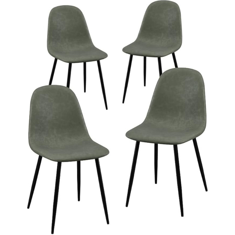 WeHome Bella 4 toolist koosnev komplekt kunstnahast metallist jalgade ja kangast istmega, sobib kööki, elutuppa, ooteruumi, kontorisse, baari, kaasaegne ja stiilne mööbel (roheline, kunstnahk)