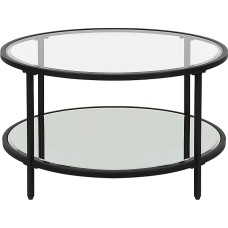 Beliani Birney kaasaegne ümmargune kohvilaud Karastatud klaasist läbimõõt 70 cm Raudne raam must