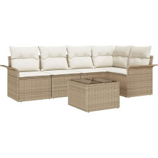 Rantry 6-teiliges Garten-Sofa-Set mit Kissen Brown Poly Rattan Gartenlounge Model3345371
