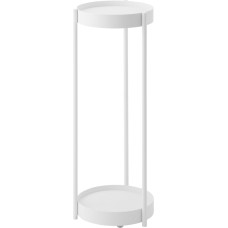 Yamazaki 4366 Torni taimestend ratastega ja 2 tasandiga, valge, teras/polüpropüleen, minimalistlik disain, 25 x 26,5 x 70 cm (pikkus x laius x kõrgus)