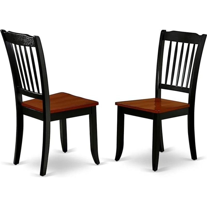 East West Furniture DAC-BCH-W Danbury söögitoa toolid - Latte seljatoega täispuidust istmed 2 tk must ja kirsika värvi komplektiga