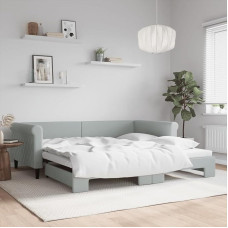 LAPOOH Tagesbett Ausziehbar Hellgrau 100x200 cm Samt, Schlafsofa, Päevavoodi, Bettsofa, Diivanvoodi, Sofabett, Schlafcouch, Jugendbett, Bettgestell, Bettcouch - 3197778