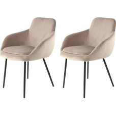 Qiyano Sametist tool 2 toolist koosnev komplekt Retro polsterdatud tool käetugedega, millel on eemaldatav padi kaasaegne ja ergonoomiline söögitoa salongile kreemikas taupee