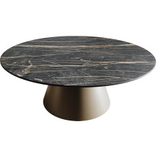 DELIFE Borna Laminam® Noir keraamiline kohvilaud 100 x 100 cm pruun raam kooniline efektiga viimistlus Titanium